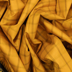 Yellow Handloom Kanchipuram Silk Saree With Black Border