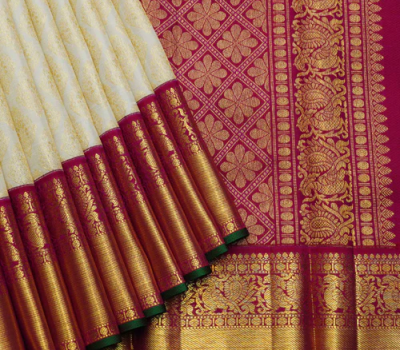Offwhite Bridal Kanchipuram Silk Sarees