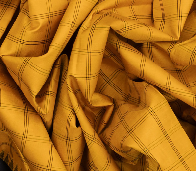 Yellow Handloom Kanchipuram Silk Saree With Black Border
